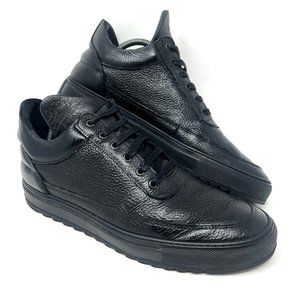 Filling Pieces Men’s Low Top Fashion Sneaker Sz 43 EU 10 US Black Leather GUC